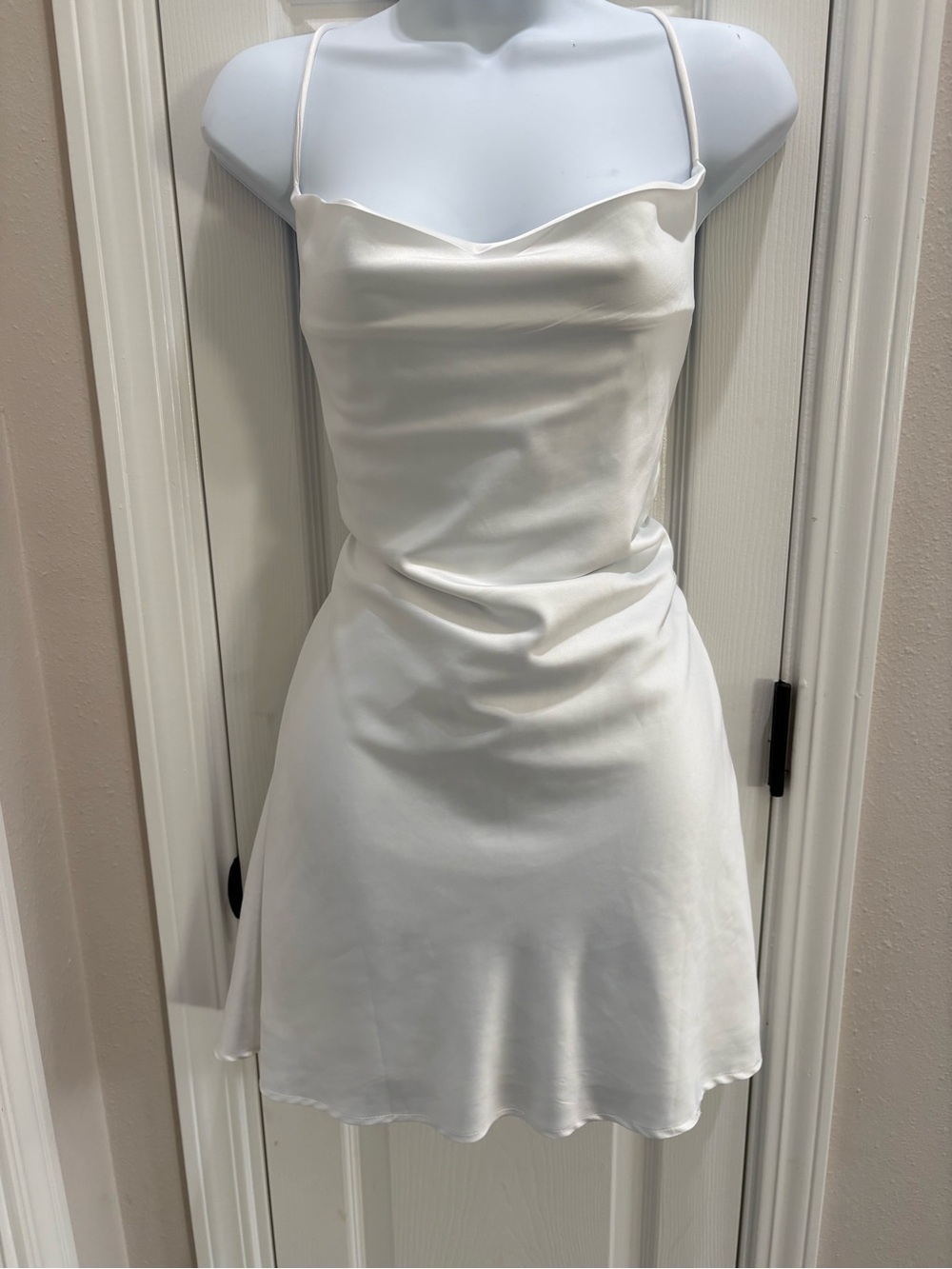 Minimalist White Spaghetti-Strap Mini Dress